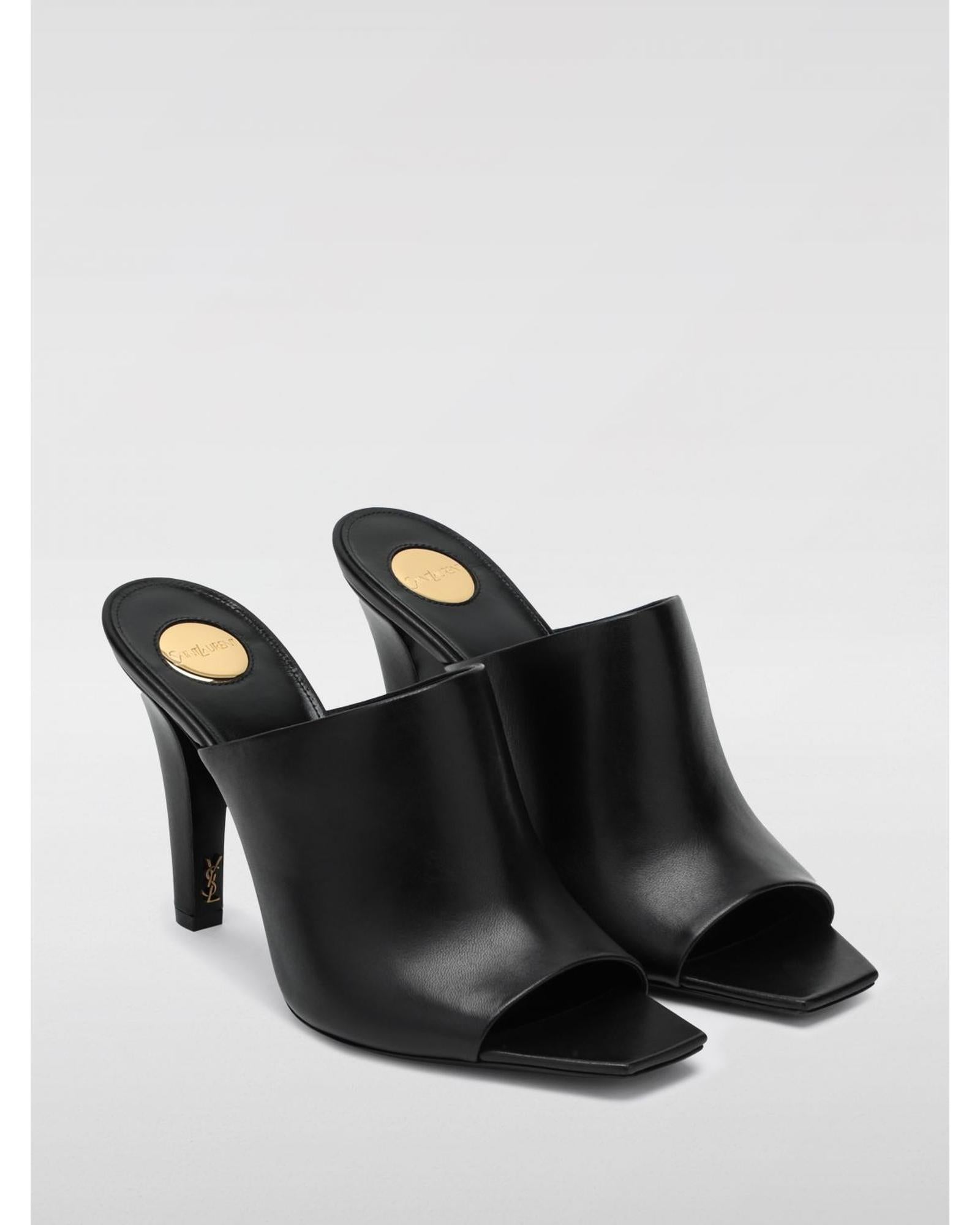 Saint Laurent Leather Mules Heels Women Black