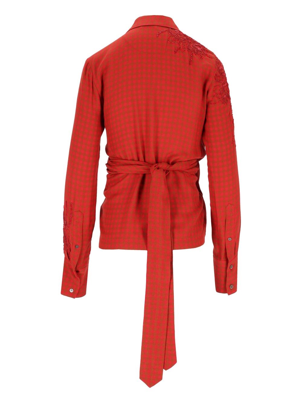 Dries Van Noten Women Wrap Shirt With Embroidery