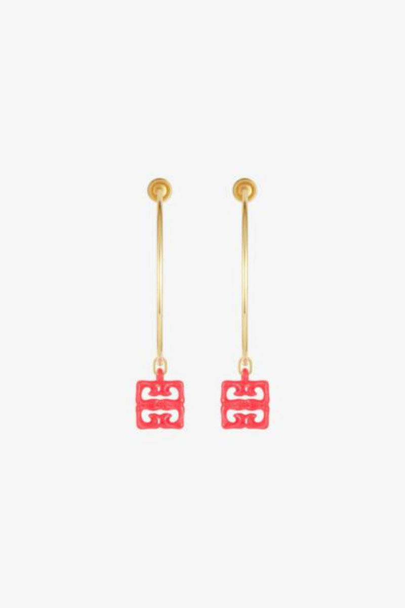 Givenchy 4G Liquid Golden Color L Hoops Earrings_Coral