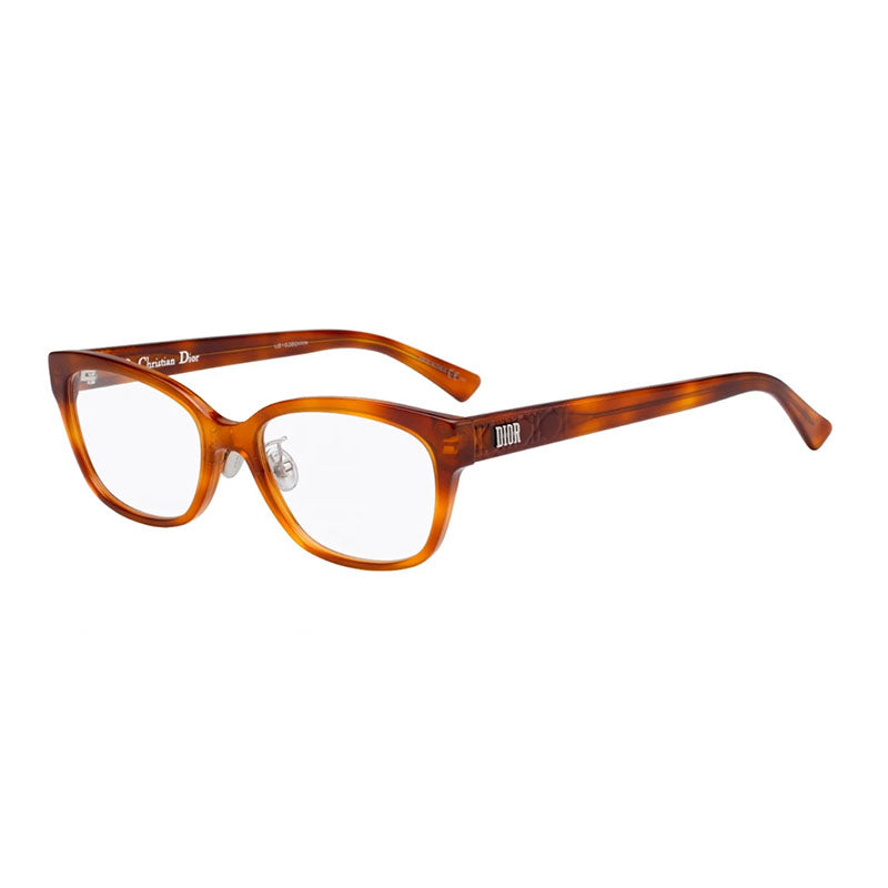 Dior Eyeglasses Rectangle Full Rim, Light Havana Frame and Clear Demo Lenses Lens LADYDIORO20SX700