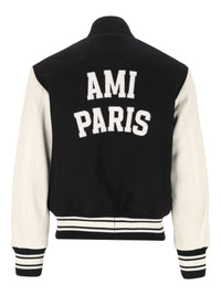 Ami Ami Men Padded Wool And Leather Teddy Jacket