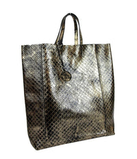 Bottega Veneta Intrecciomirage Metallic Gold & Black Leather Tote