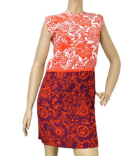 Gucci Gucci Red & Burgundy Floral Silk Sleeveless Runway Dress
