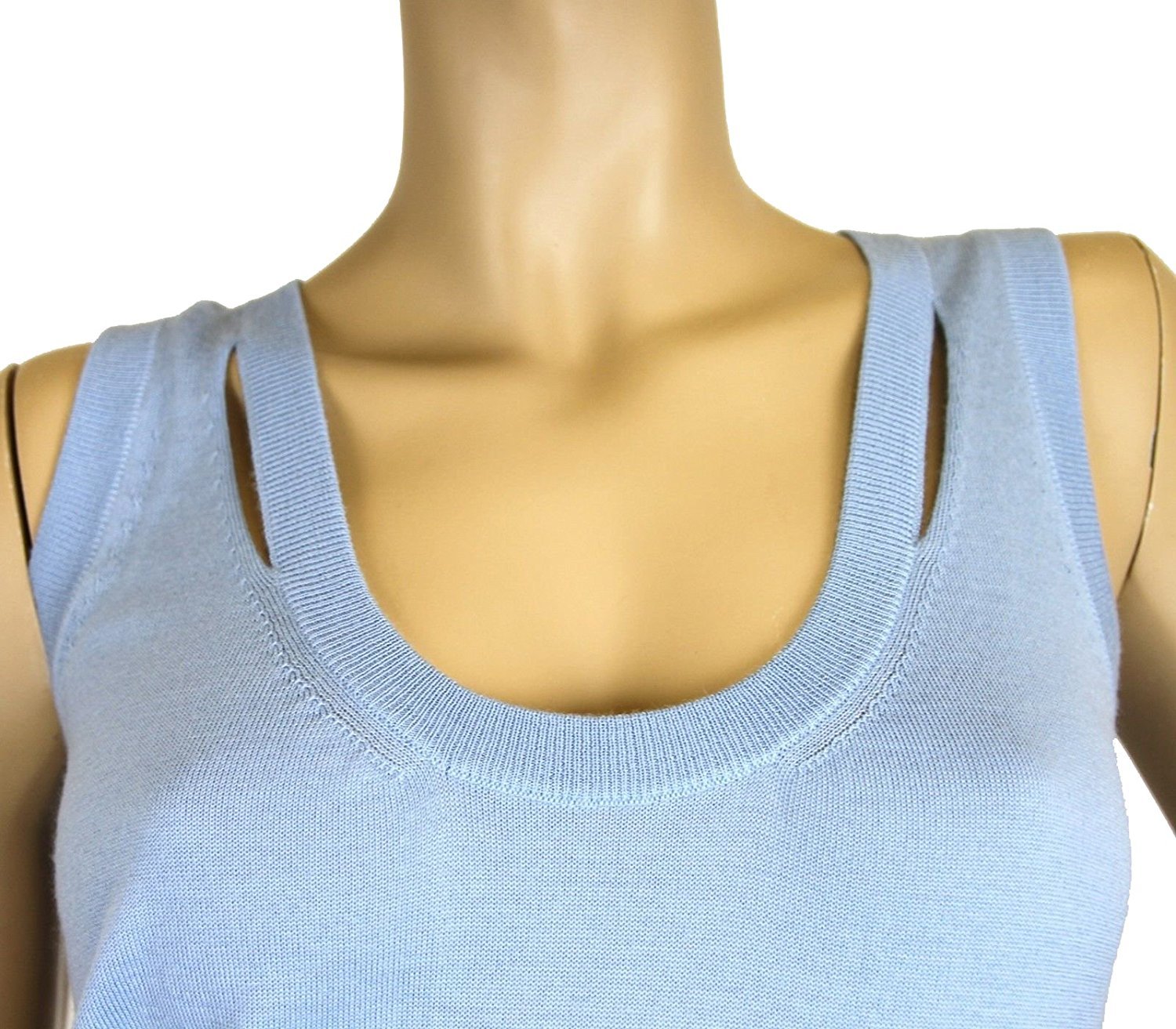 Gucci Women's Light Blue Cashmere Sweater Logo Tank Top