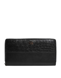 Dolce & Gabbana Dolce & Gabbana Black Leather Logo Plaque Zip Around Continental Men's Wallet