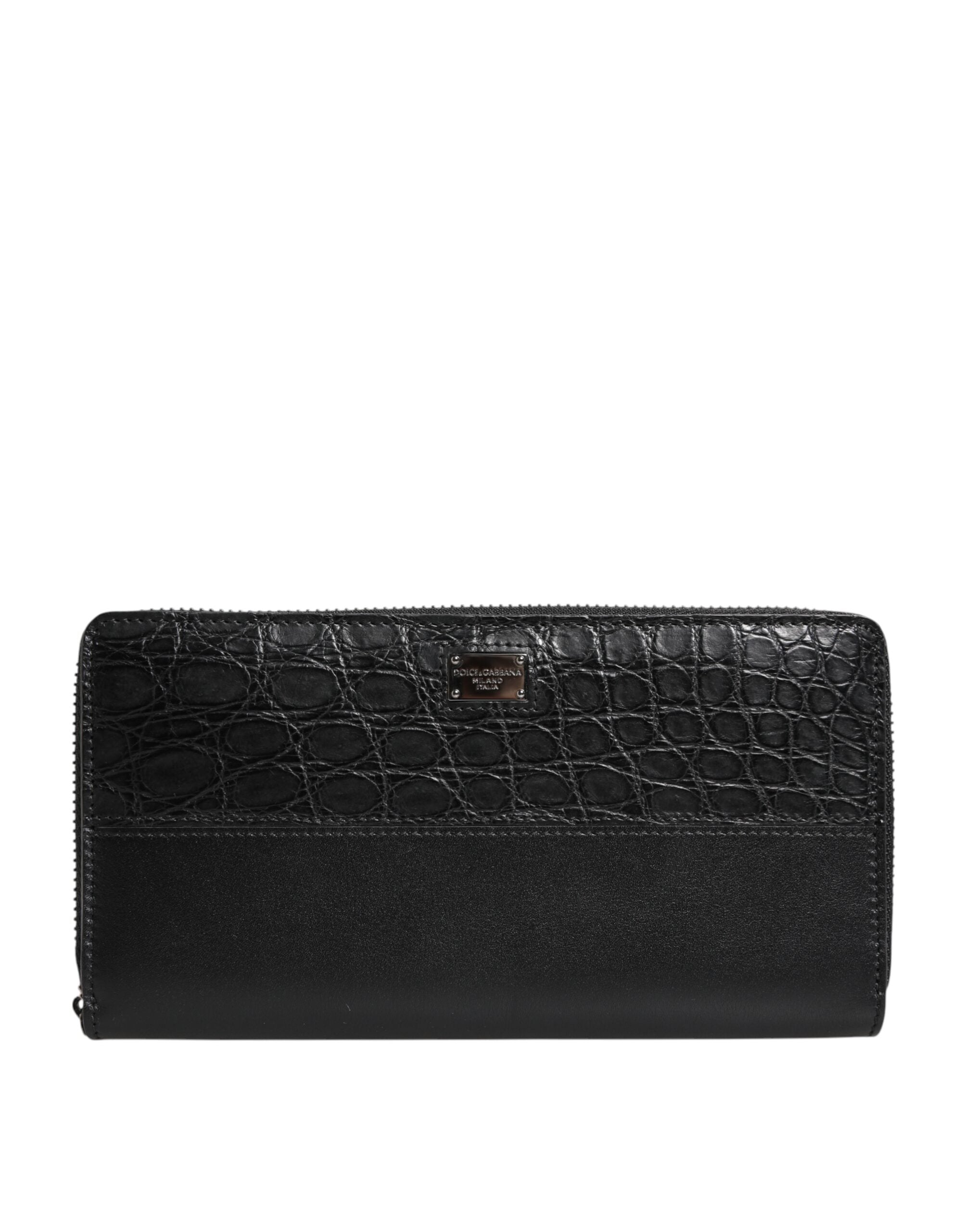 Dolce & Gabbana Dolce & Gabbana Black Leather Logo Plaque Zip Around Continental Men's Wallet