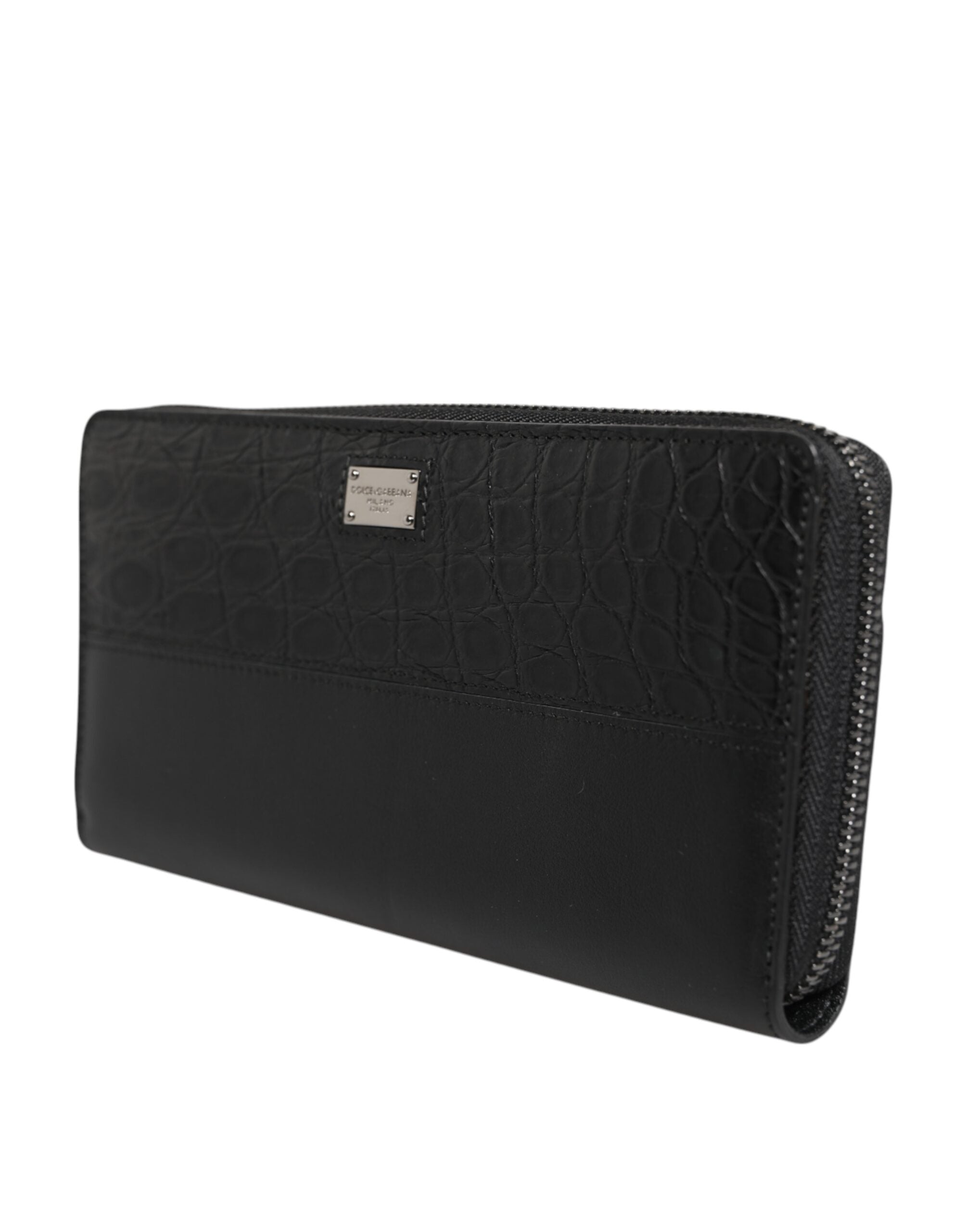 Dolce & Gabbana Dolce & Gabbana Black Leather Logo Plaque Zip Around Continental Men's Wallet