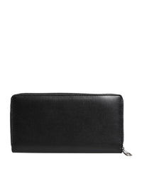 Dolce & Gabbana Dolce & Gabbana Black Leather Logo Plaque Zip Around Continental Men's Wallet