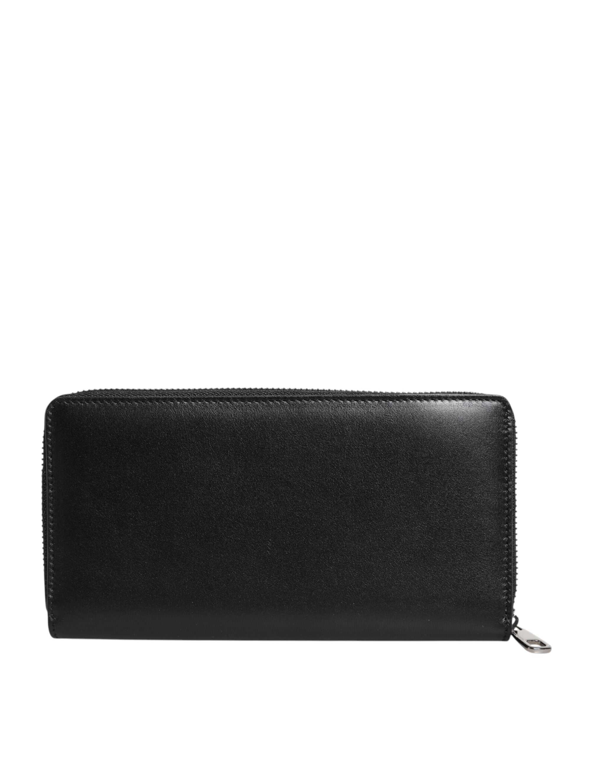 Dolce & Gabbana Dolce & Gabbana Black Leather Logo Plaque Zip Around Continental Men's Wallet