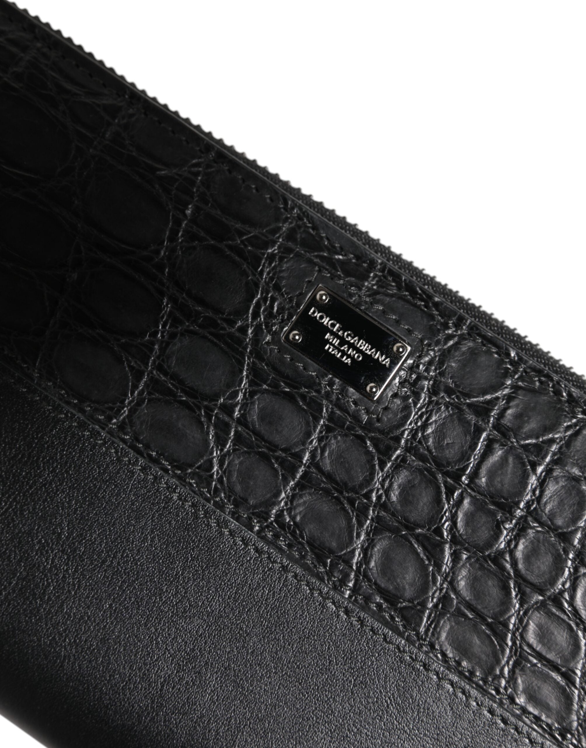 Dolce & Gabbana Dolce & Gabbana Black Leather Logo Plaque Zip Around Continental Men's Wallet