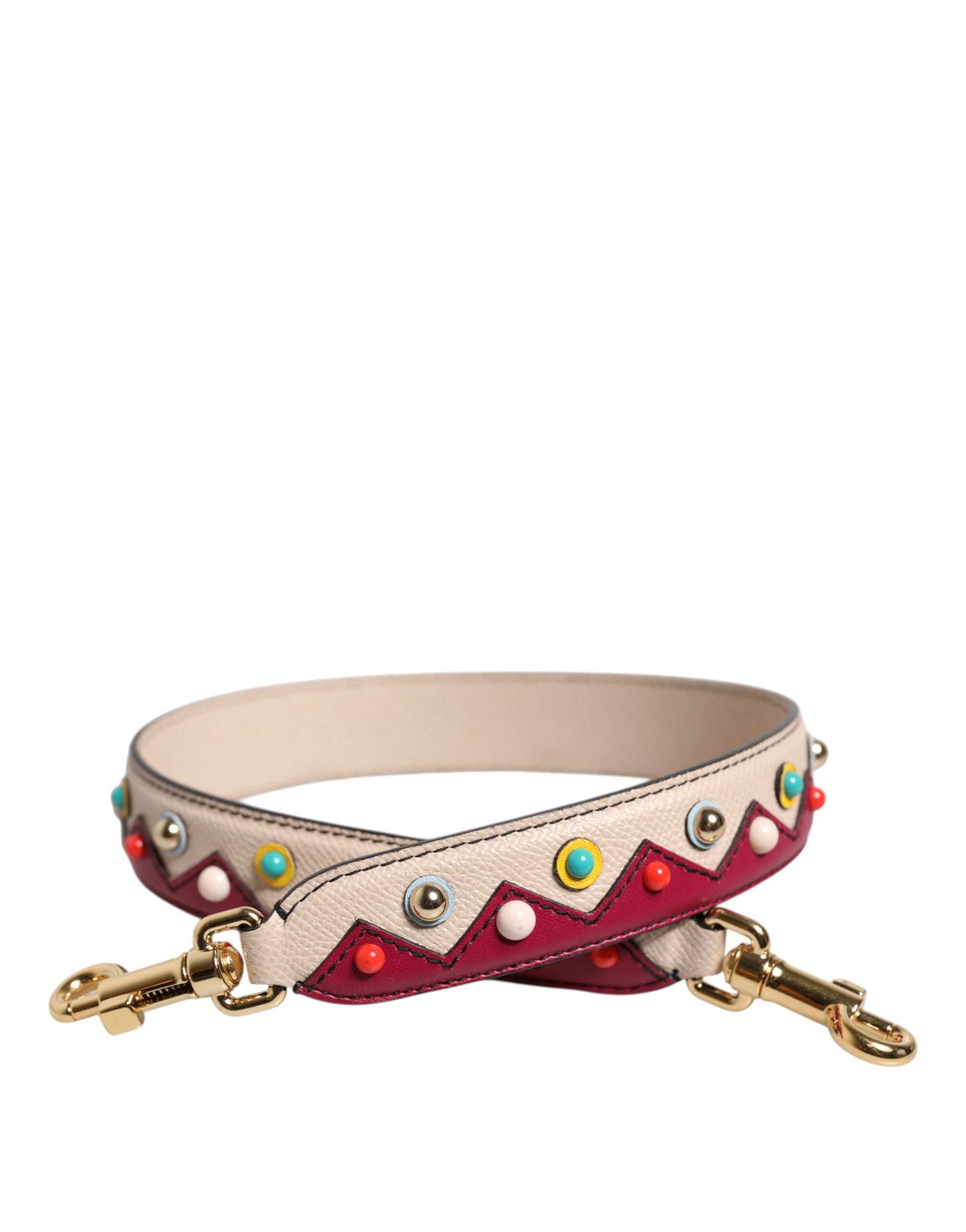 Dolce & Gabbana Dolce & Gabbana Beige Red Leather Handbag Accessory Shoulder Women's Strap