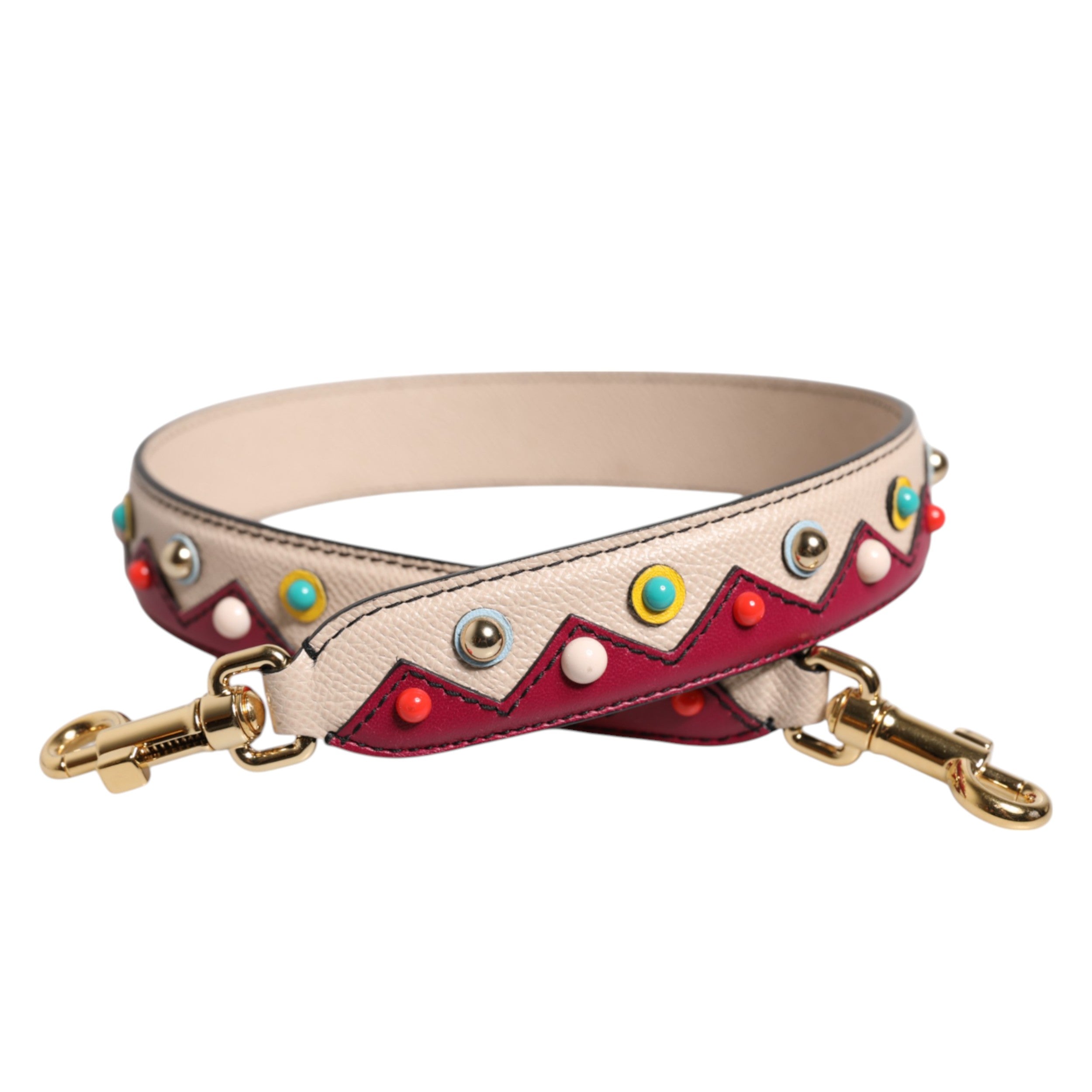 Dolce & Gabbana Dolce & Gabbana Beige Red Leather Handbag Accessory Shoulder Women's Strap