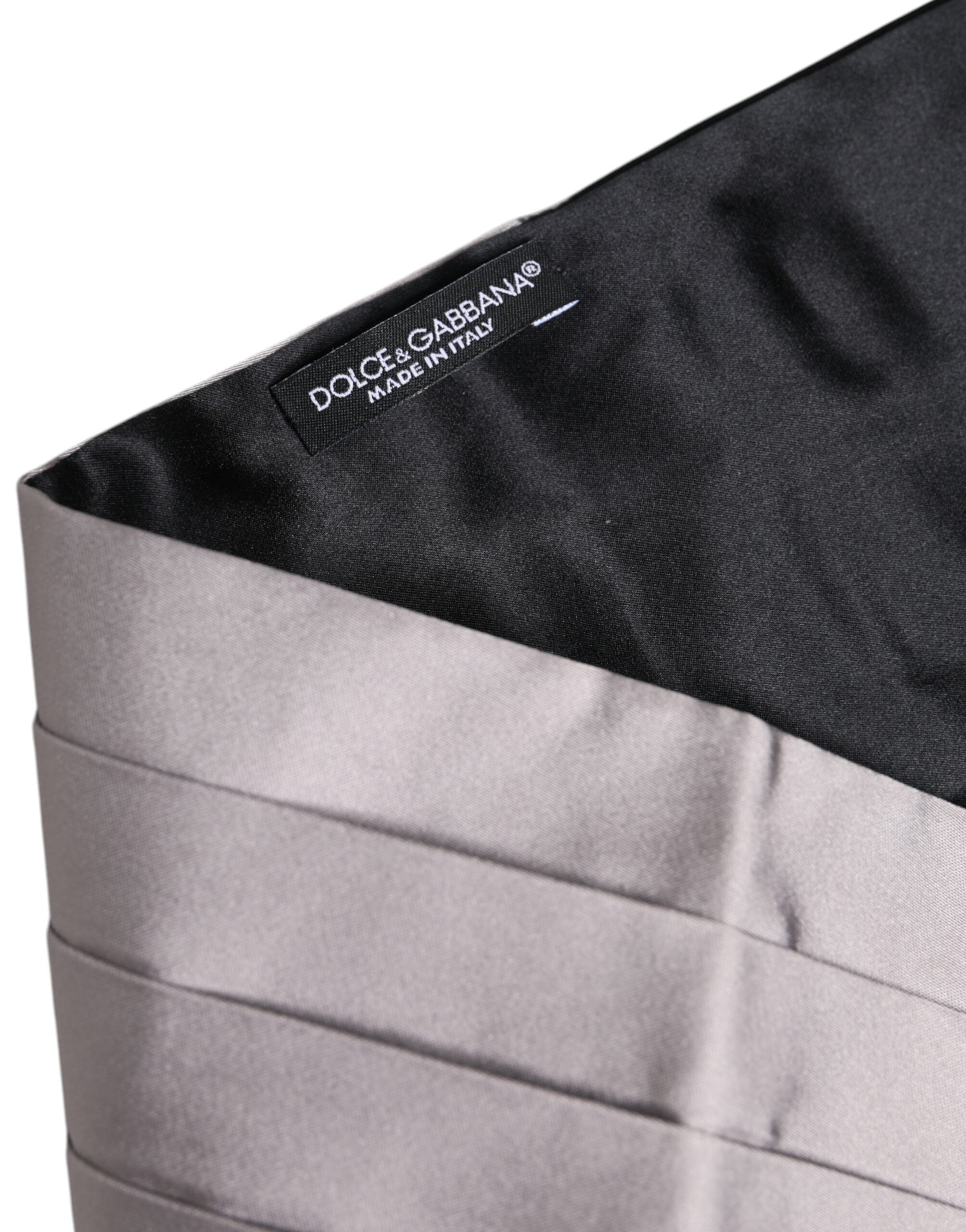 Dolce & Gabbana Dolce & Gabbana Gray Men 100% Silk Belt Wide Waist Men's Cummerbund