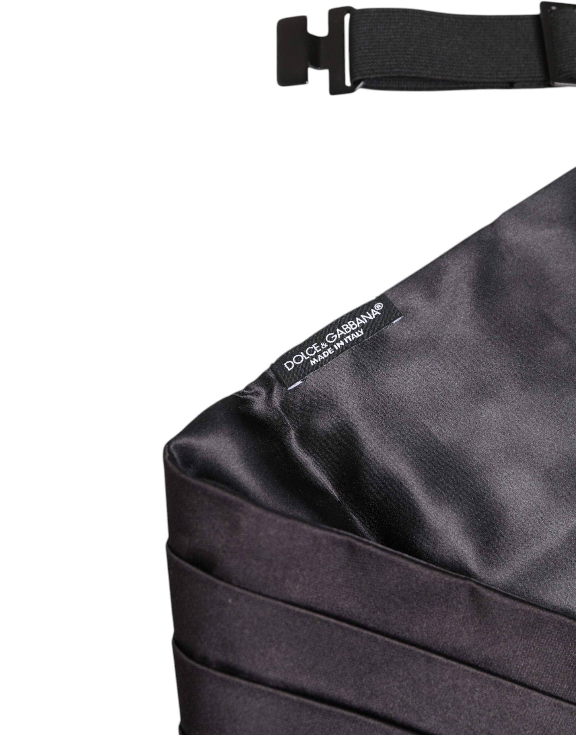 Dolce & Gabbana Dolce & Gabbana Black Men 100% Silk Belt Wide Waist Men's Cummerbund