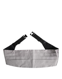 Dolce & Gabbana Dolce & Gabbana Gray Men 100% Silk Belt Wide Waist Men's Cummerbund