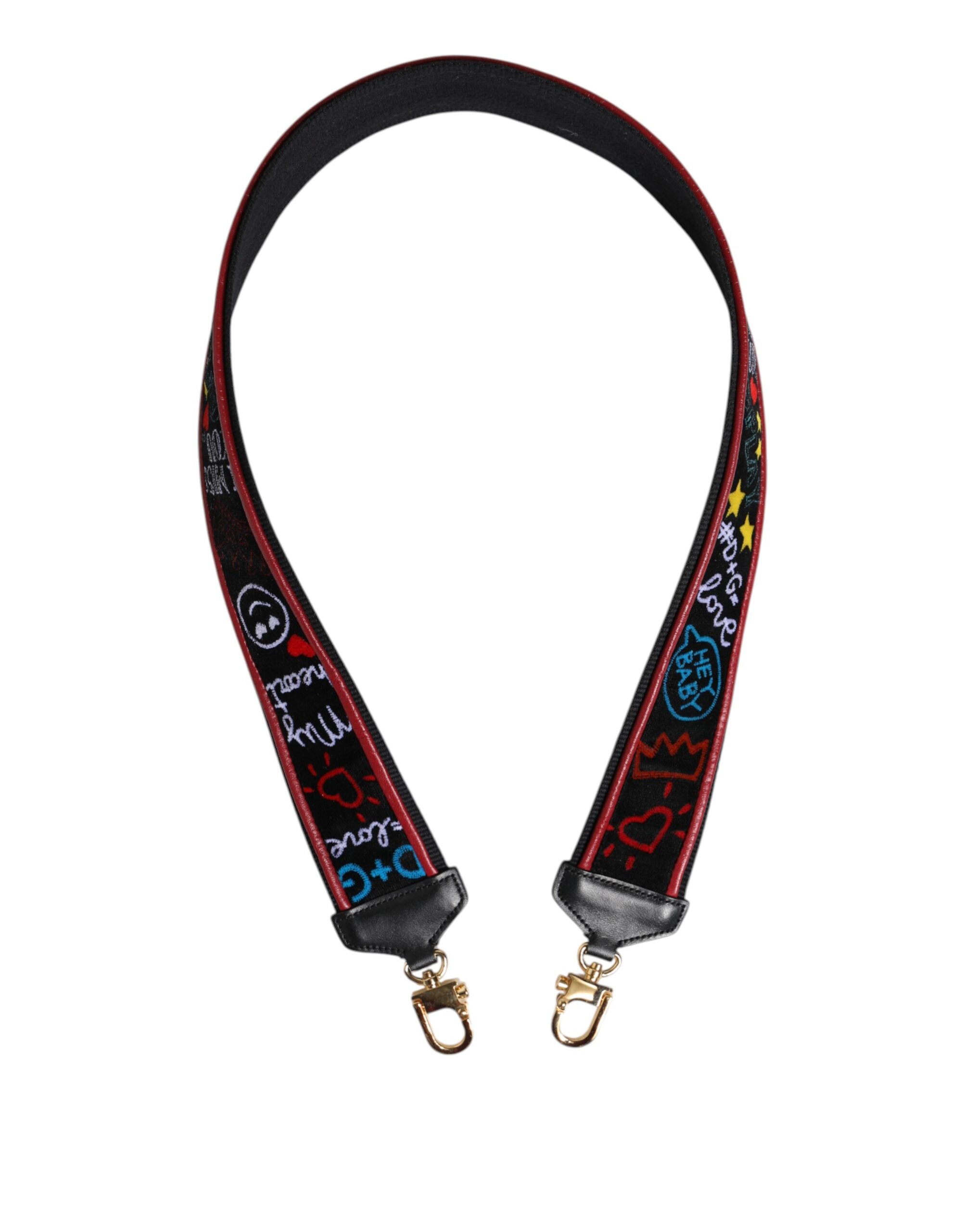 Dolce & Gabbana Dolce & Gabbana Black Cotton Printed Women Bag Accessory Shoulder Women's Strap