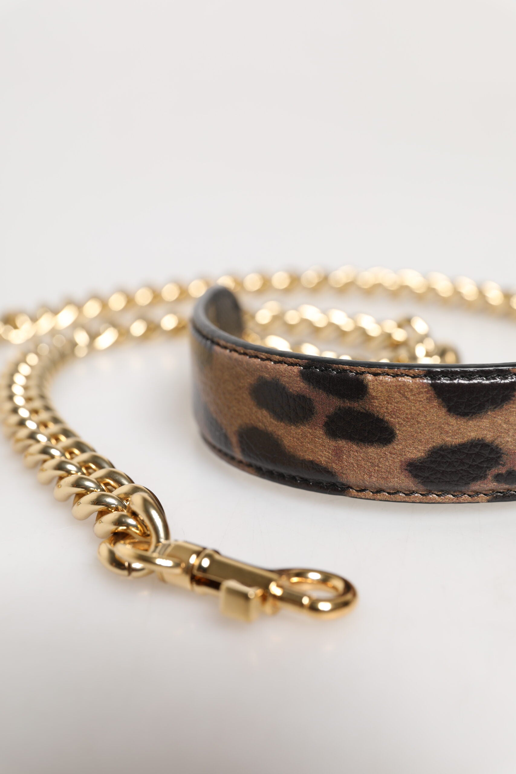 Dolce & Gabbana Dolce & Gabbana Brown Leopard Gold Brass Chain Accessory Shoulder Women's Strap