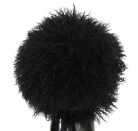 Dolce & Gabbana Black Tibet Lamb Fur Leather Gatsby Women's Hat