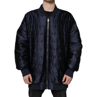 Dolce & Gabbana Dark Blue Quilted Full Zip Bomber Men's Jacket
