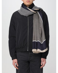 Saint Laurent Silk Scarf Striped Pattern Men Navy Scarves & Shawls