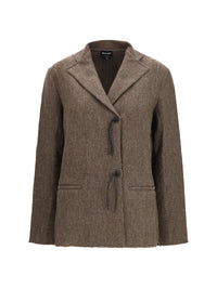 Giorgio Armani Women Wool Jersey Jacket With Leather Tassels