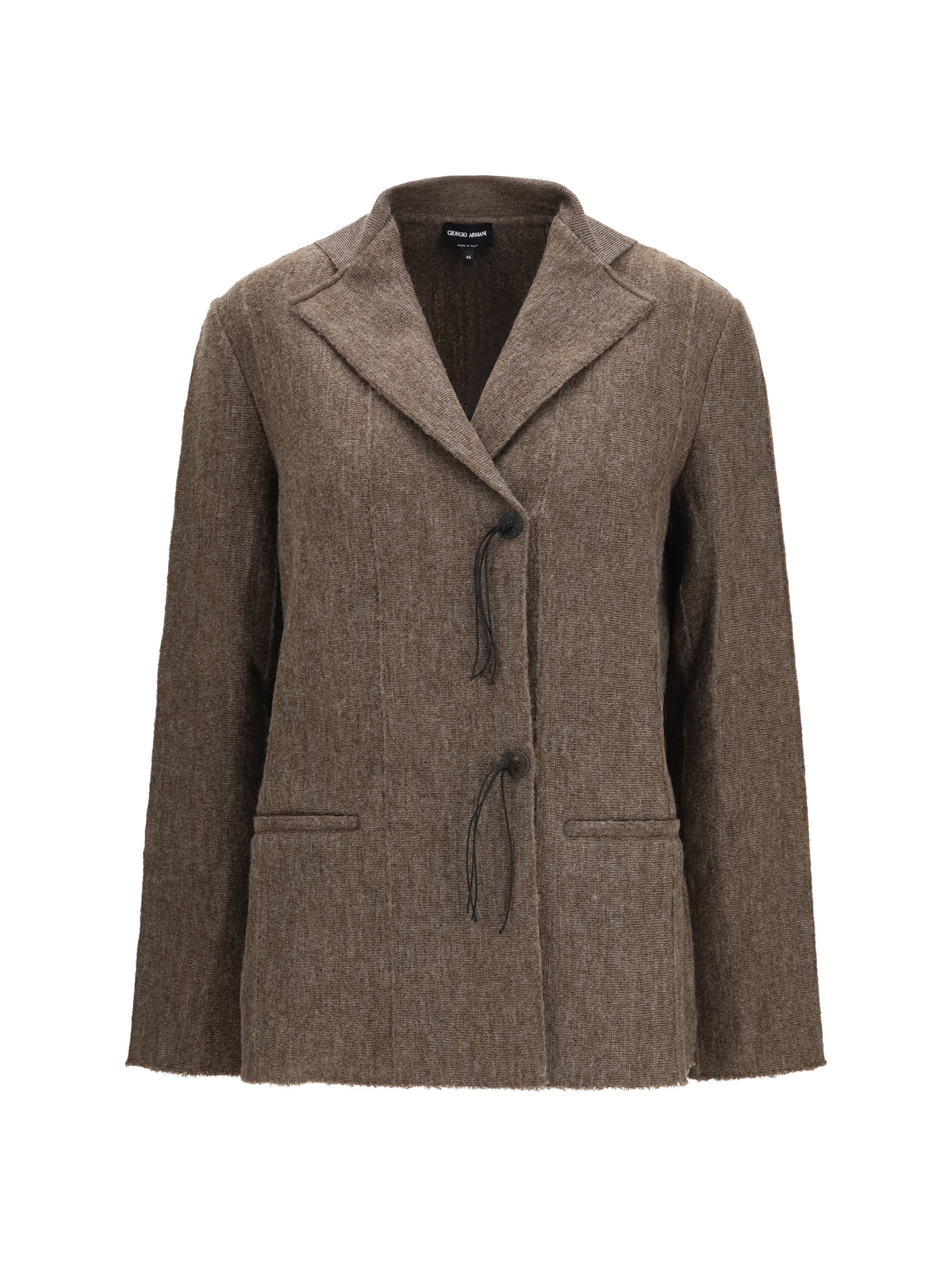 Giorgio Armani Women Wool Jersey Jacket With Leather Tassels