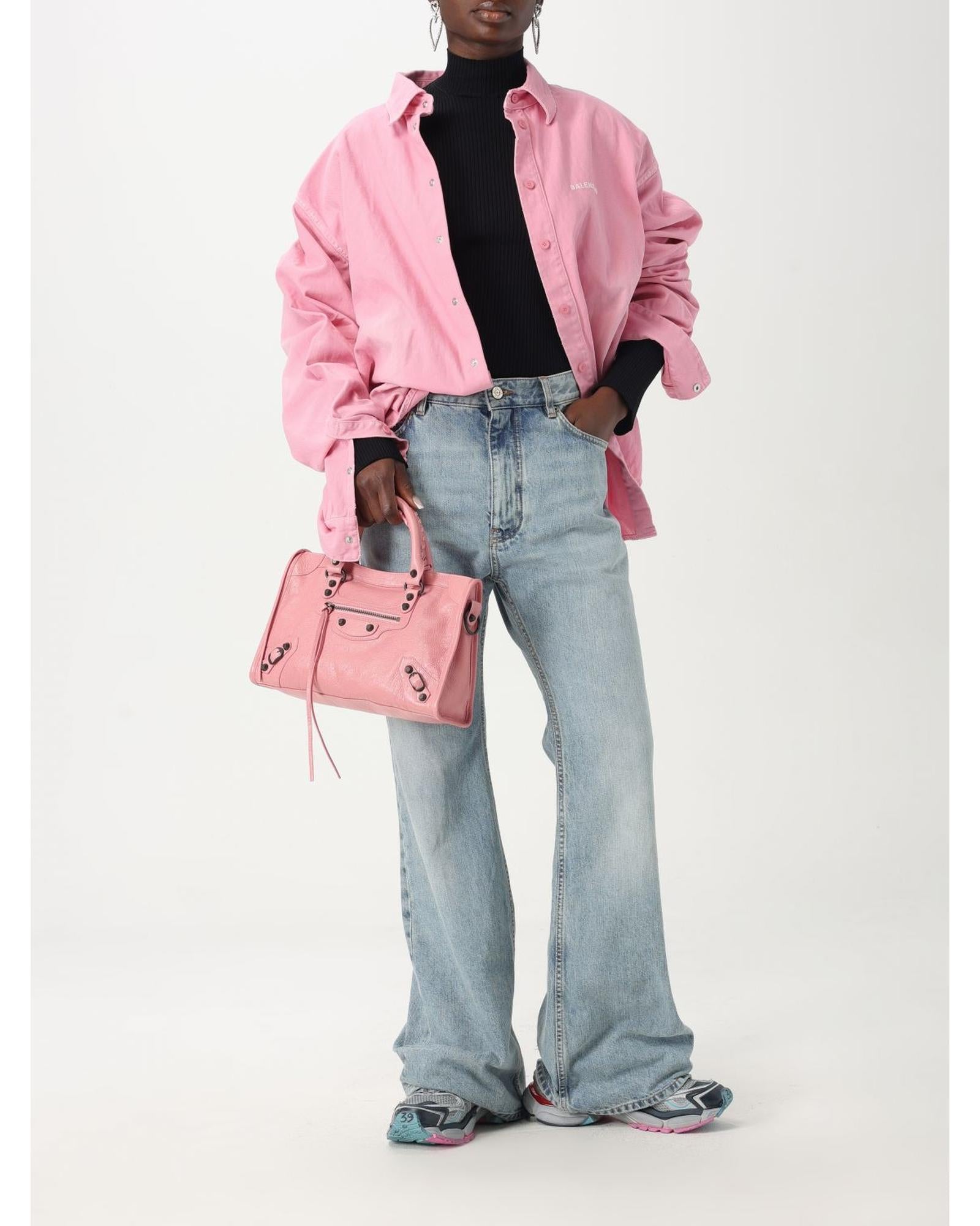 Balenciaga Oversized Cotton ButtonDown Shirt Women Blush Pink Shirts & Tops
