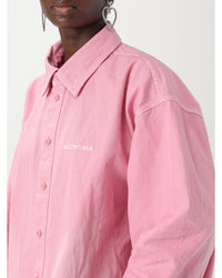 Balenciaga Oversized Cotton ButtonDown Shirt Women Blush Pink Shirts & Tops
