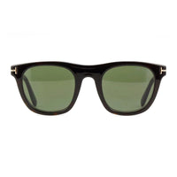Tom Ford Tom Ford Eyeglasses Square Full Rim, Dark Havana Frame and Clear Blue Light Block with Magnetic Clip-On Lens FT5895-B052