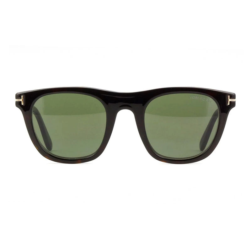 Tom Ford Tom Ford Eyeglasses Square Full Rim, Dark Havana Frame and Clear Blue Light Block with Magnetic Clip-On Lens FT5895-B052
