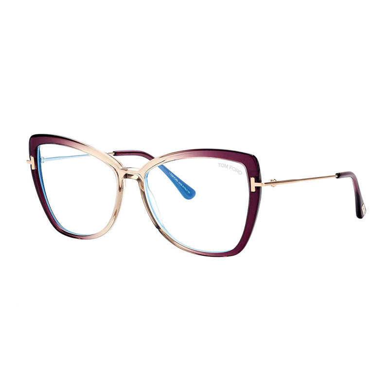 Tom Ford Eyeglasses Butterfly Full Rim, Havana/Gold Frame and Clear Blue Light Block Lens FT5882-B056