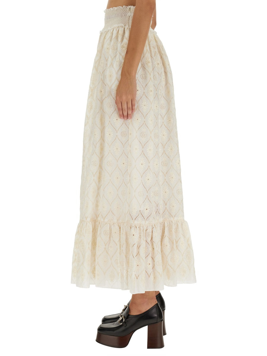 Gucci Women Floral Broderie Anglaise Skirt