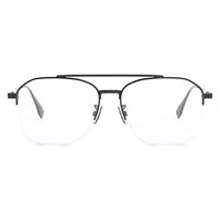 Fendi Fendi Eyeglasses Aviator Semi Rim, Dark Ruthenium Frame and Clear Demo Lenses Lens FE50033U012