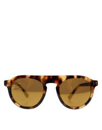 Dolce & Gabbana Dolce & Gabbana Brown Acetate Round Leopard Print Eyewear Women's Sunglasses