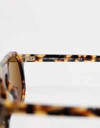 Dolce & Gabbana Dolce & Gabbana Brown Acetate Round Leopard Print Eyewear Women's Sunglasses