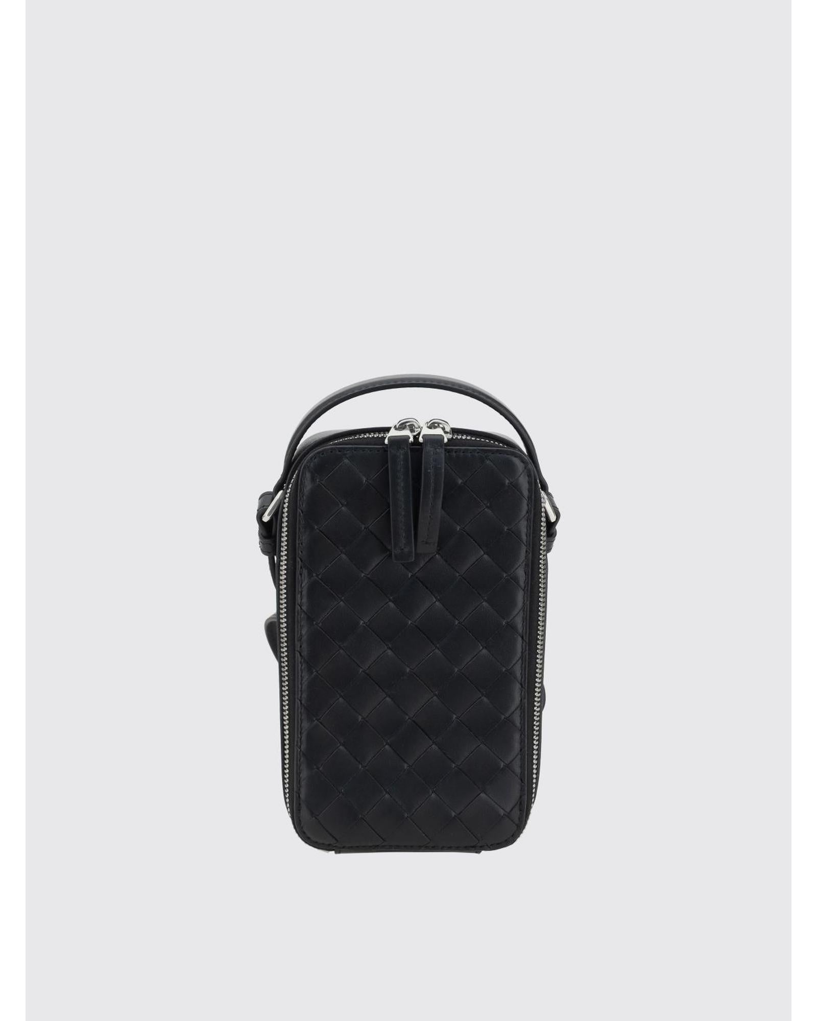 Bottega Veneta Intrecciato Phone Holder Leather Case Unisex Black Accessories