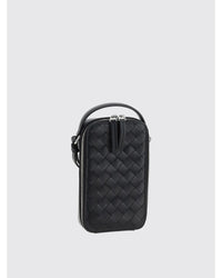 Bottega Veneta Intrecciato Phone Holder Leather Case Unisex Black Accessories