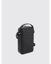 Bottega Veneta Intrecciato Phone Holder Leather Case Unisex Black Accessories