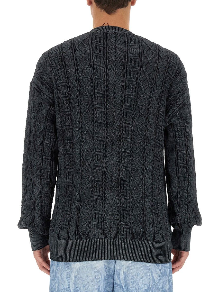 Versace Men Knit With Greek Braid Work
