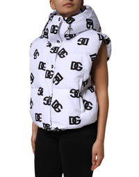 Dolce & Gabbana Dolce & Gabbana White Black DG Mania Polyester Puffer Women's Jacket