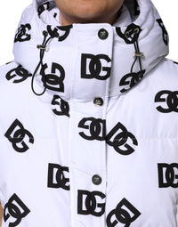 Dolce & Gabbana Dolce & Gabbana White Black DG Mania Polyester Puffer Women's Jacket