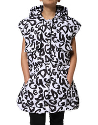 Dolce & Gabbana Dolce & Gabbana White DG Mania Hooded Sleeveless Puffer Women's Jacket
