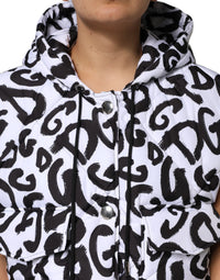 Dolce & Gabbana Dolce & Gabbana White DG Mania Hooded Sleeveless Puffer Women's Jacket