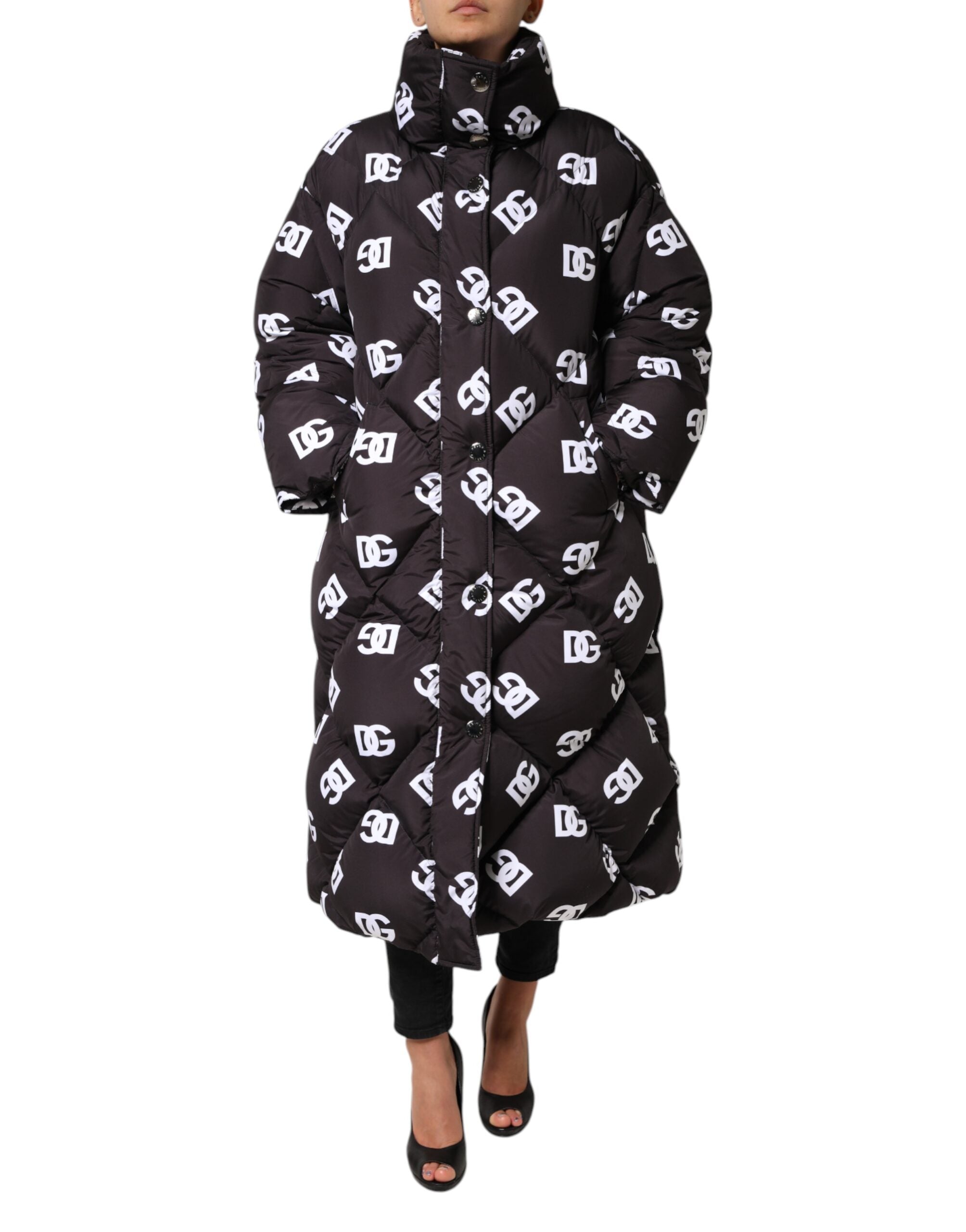 Dolce & Gabbana Dolce & Gabbana Black DG Mania Puffer Quilted Long Coat Women's Jacket