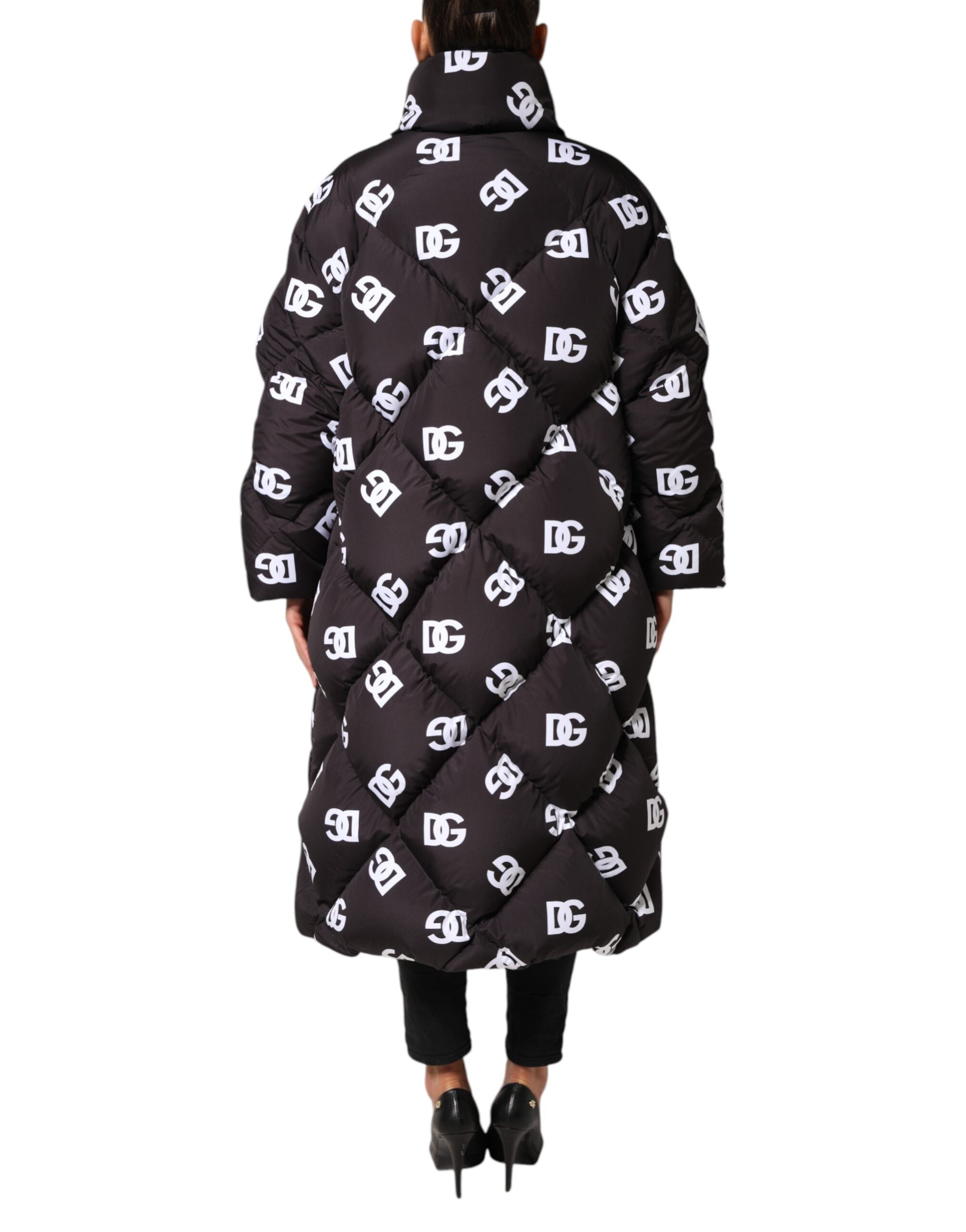 Dolce & Gabbana Dolce & Gabbana Black DG Mania Puffer Quilted Long Coat Women's Jacket