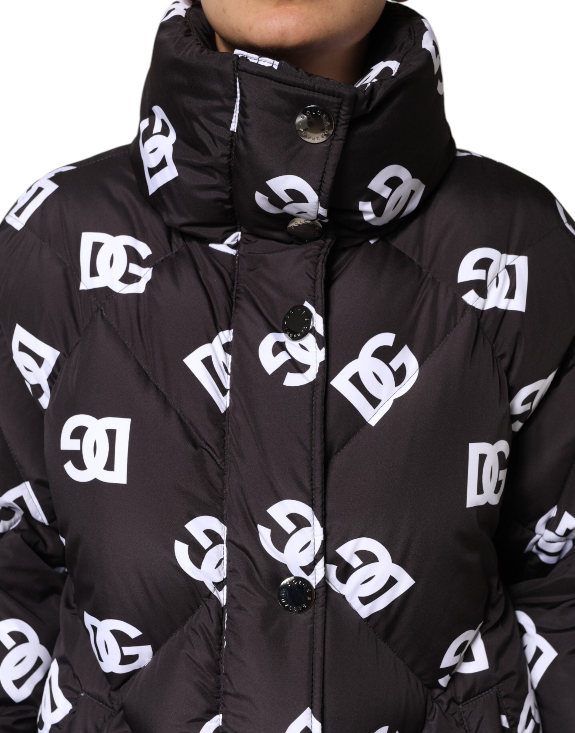 Dolce & Gabbana Dolce & Gabbana Black DG Mania Puffer Quilted Long Coat Women's Jacket