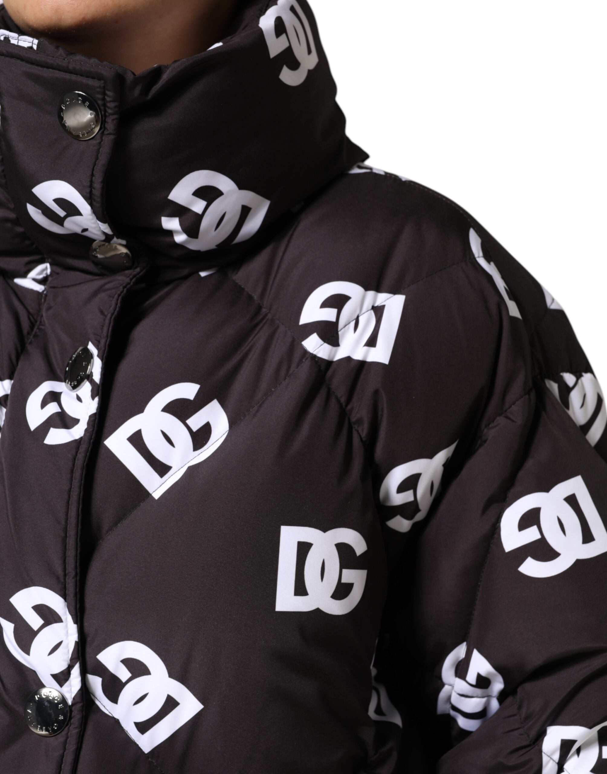 Dolce & Gabbana Dolce & Gabbana Black DG Mania Puffer Quilted Long Coat Women's Jacket