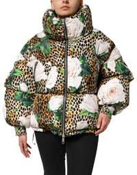 Dolce & Gabbana Dolce & Gabbana Multicolor Leopard Rose Puffer Quilted Women's Jacket