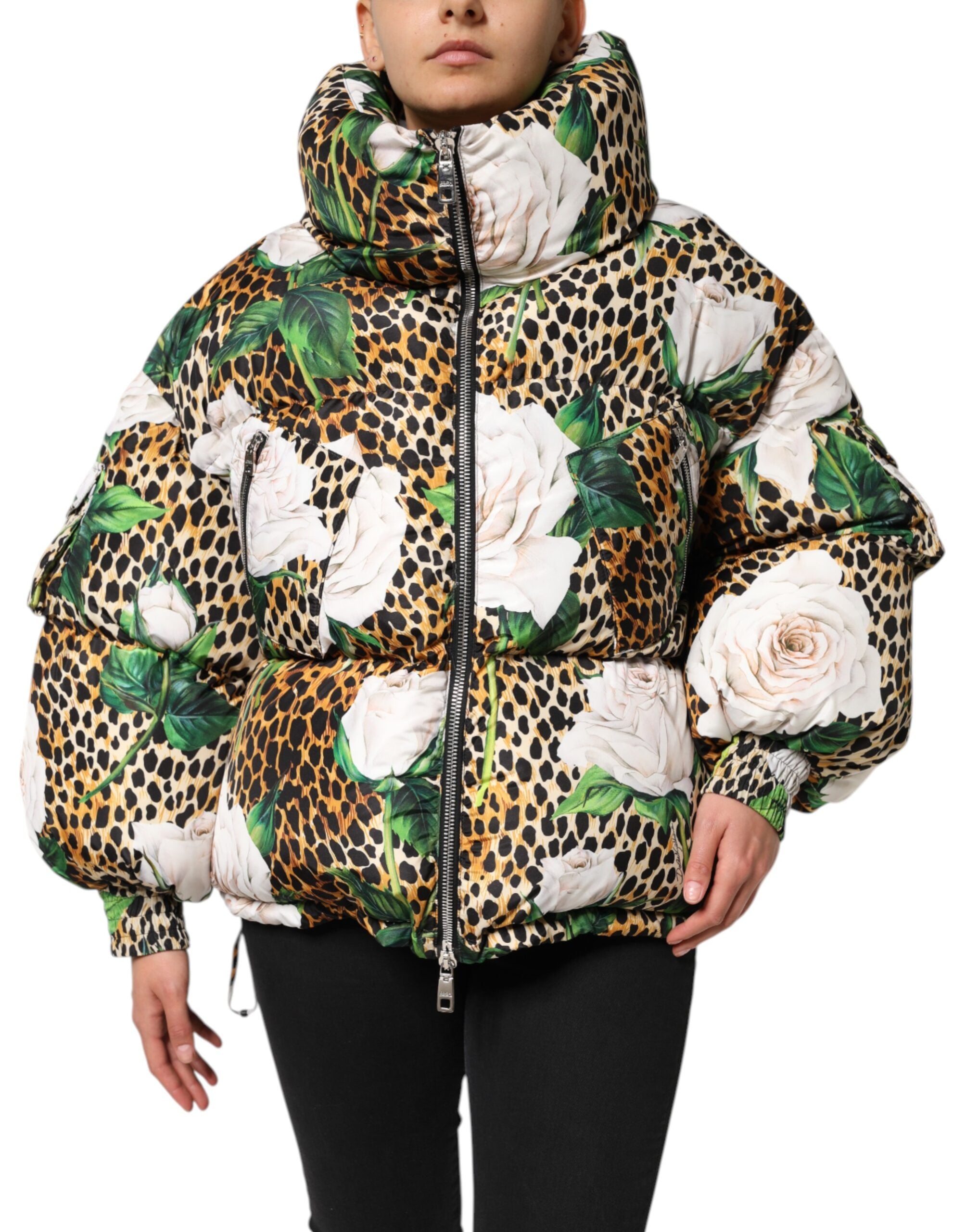 Dolce & Gabbana Dolce & Gabbana Multicolor Leopard Rose Puffer Quilted Women's Jacket