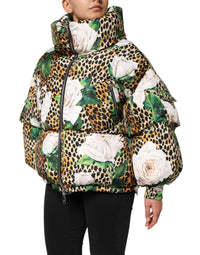 Dolce & Gabbana Dolce & Gabbana Multicolor Leopard Rose Puffer Quilted Women's Jacket